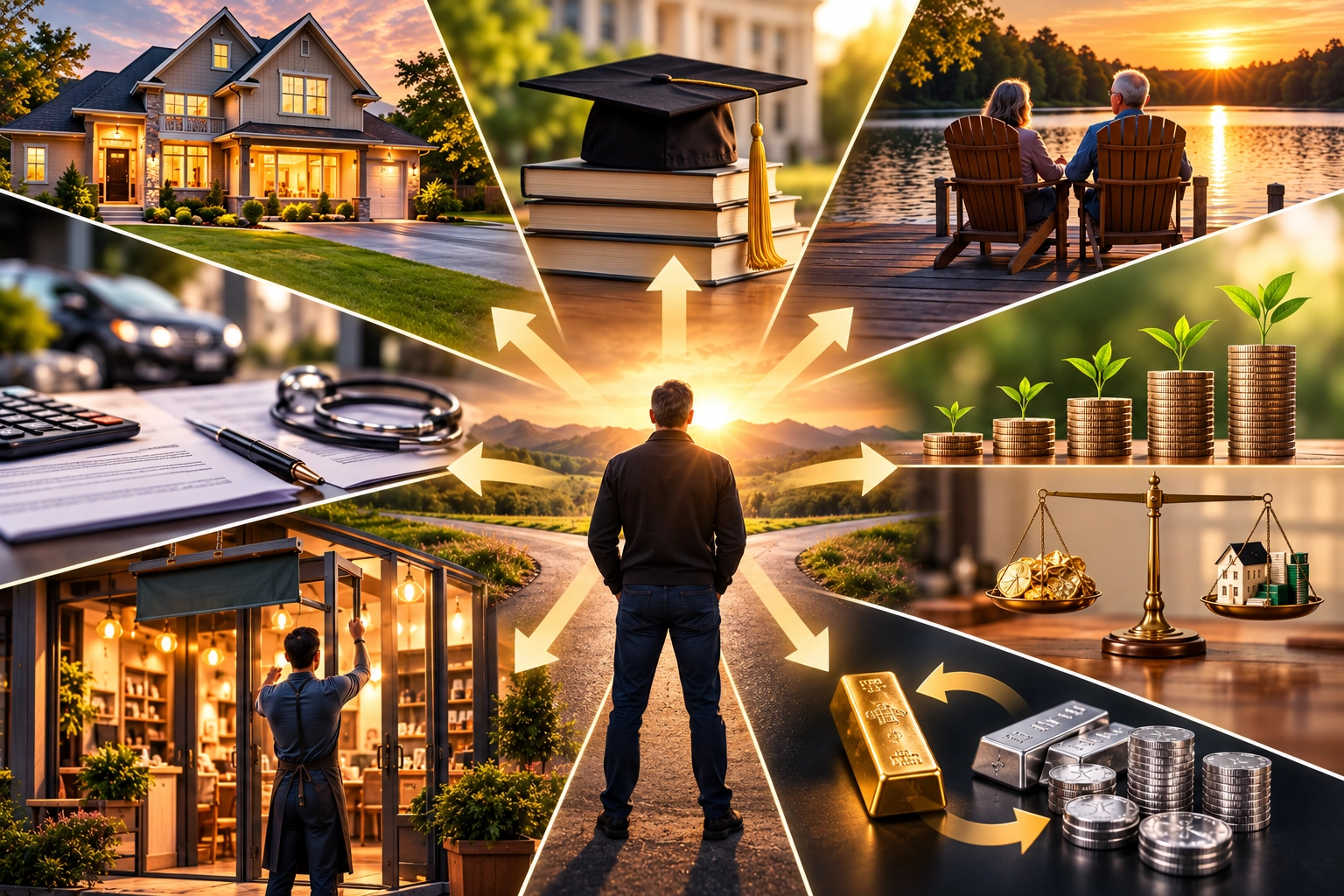 Infographic showing life events and financial choices that can lead someone to sell gold or silver